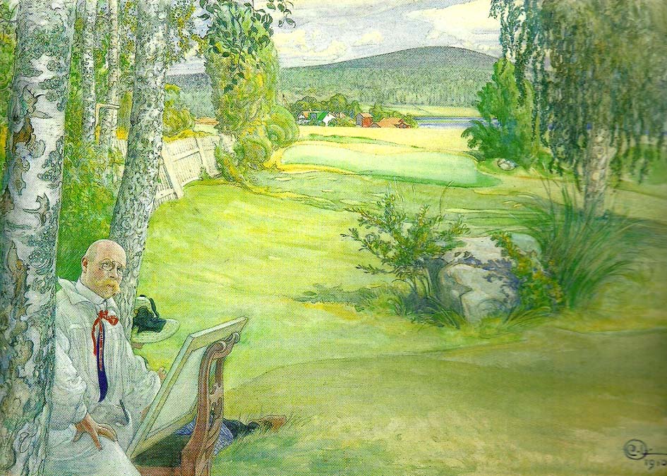 Carl Larsson paradiset-sjalvportratt i landskap